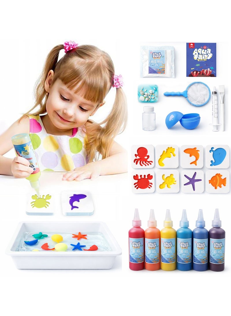 TAPIT Magic Water ELF Toy Kit 6 Colors Magic Gel 8 Sea Creatures Water ELF Kit Handmade Water Beads Elves Toy DIY Sea Life Creature Toys for Kids Birthday Gift - Image 1
